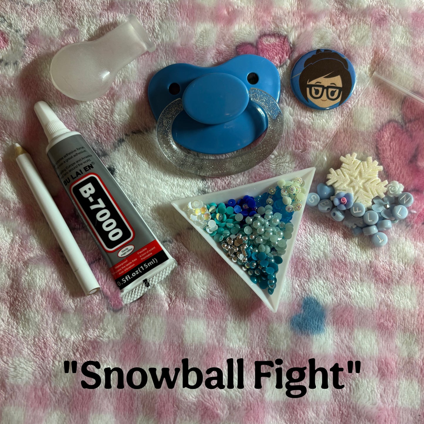 “Snowball Fight” Adult Pacifier DIY Kit