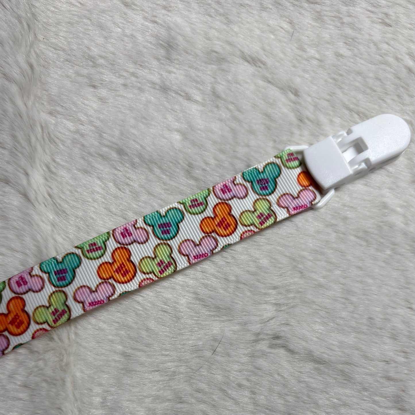 Mickey Heads Adult Pacifier Clip